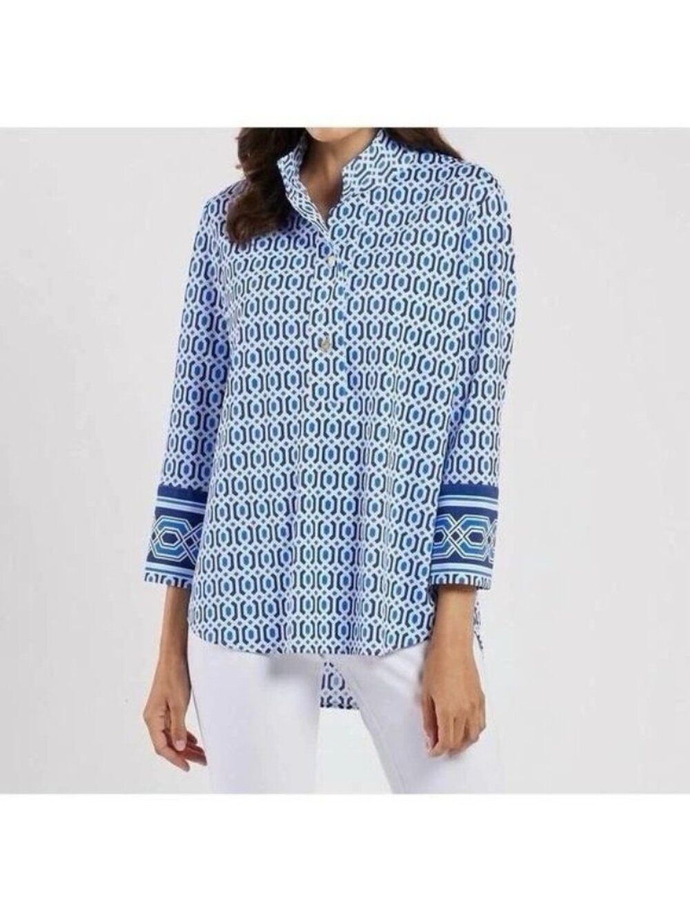 Jude Connally Size XL Belinda Tunic Top Terrace Geo Blue Jude Cloth NWT $188